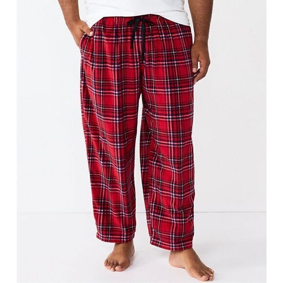 SONOMA MEN’S 3XLT Big and Tall Goods For Life Microfleece Sleep Pants in Red Pla - Picture 5 of 6